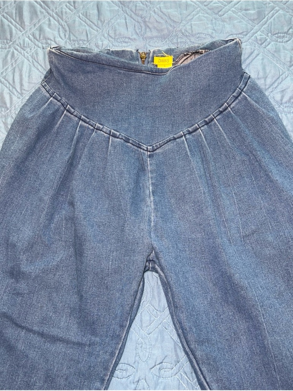 Daisy Dark Blue High-Rise Pleated Denim Jeans